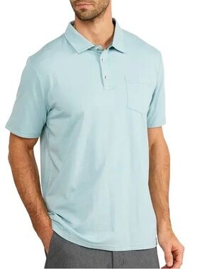 Free Fly Men's Bamboo Bamboo Heritage Polo in Flats Blue size Medium
